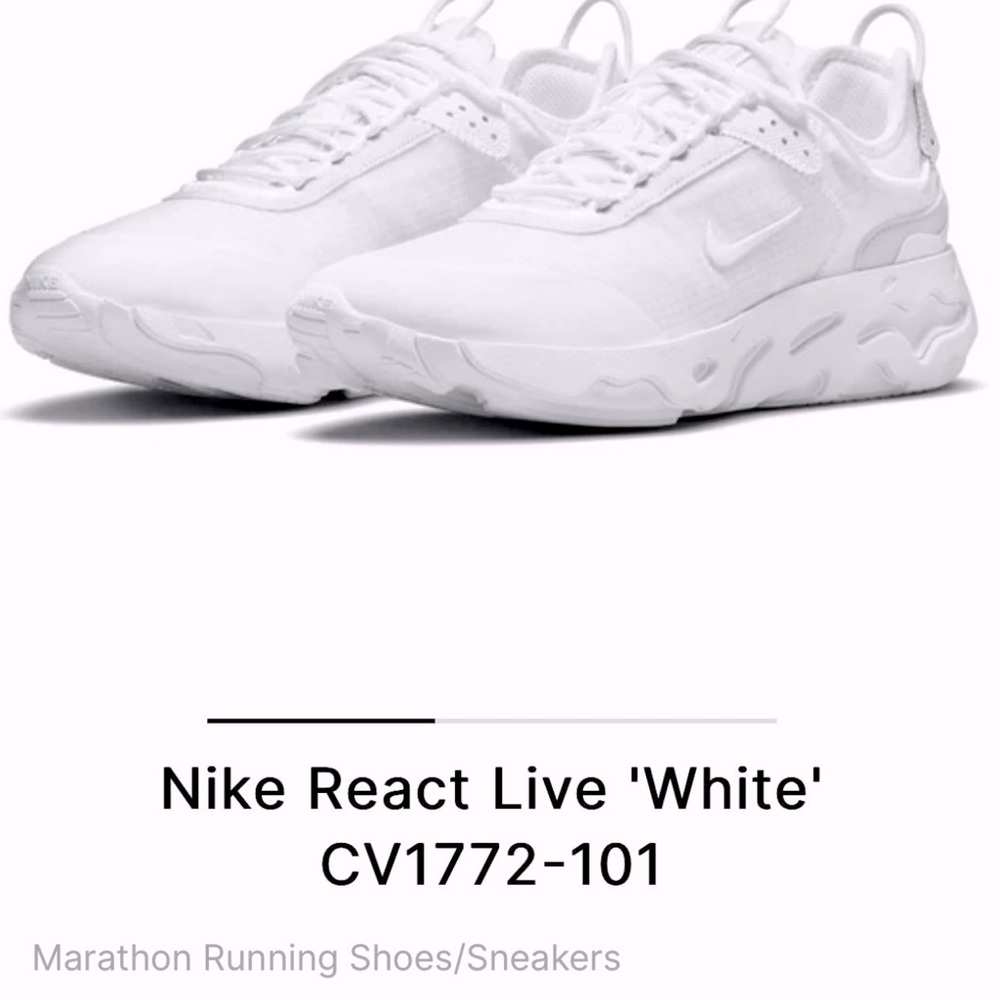 COPY - Nike React White Live - Size: 7Y or 8.5 Women